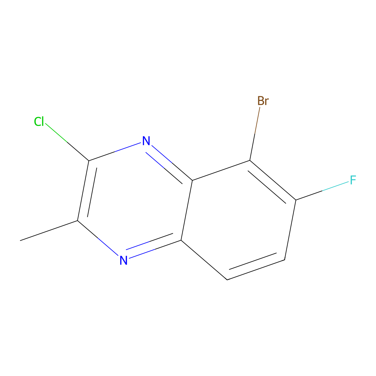 5-Bromo-3-chloro-6-fluoro-2-methylquinoxaline molecular structure, CAS 1453799-57-9