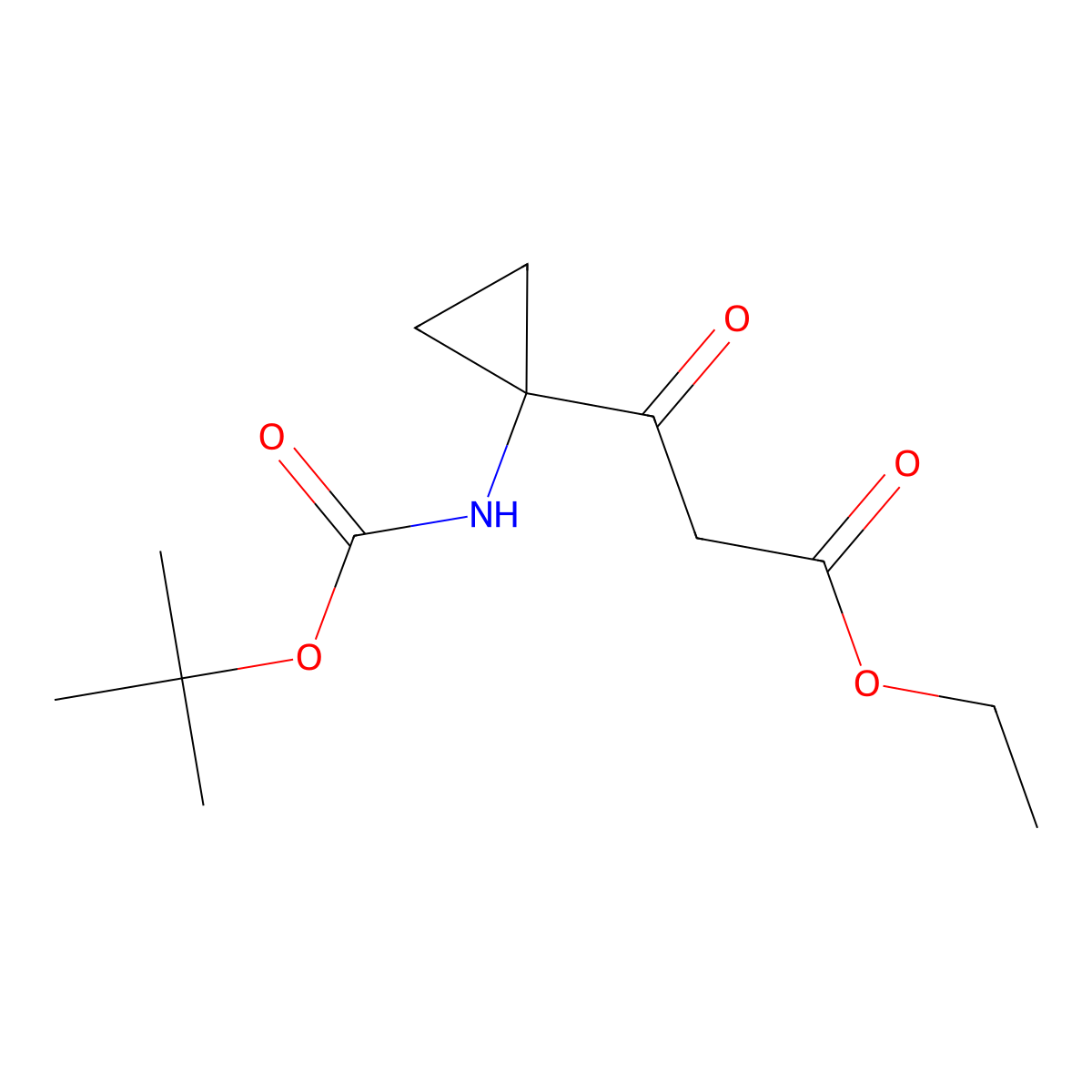 Ethyl 3-(1-{[(tert-butoxy)carbonyl]amino}cyclopropyl)-3-oxopropanoate molecular structure, CAS 1453799-60-4
