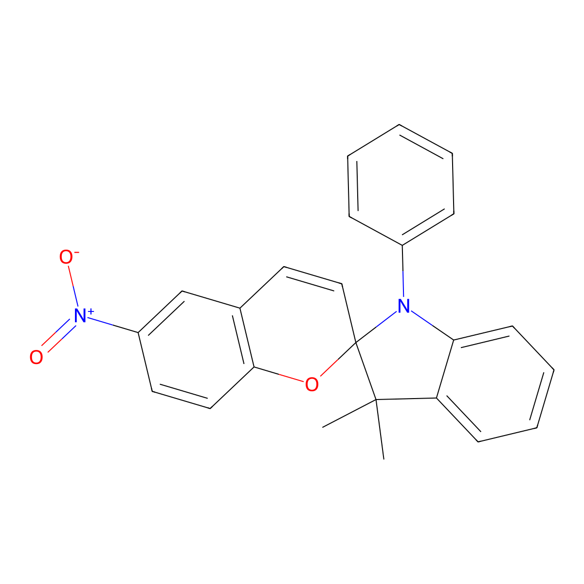 3',3'-Dimethyl-6-nitro-1'-phenylspiro[chromene-2,2'-indole] molecular structure, CAS 14538-13-7