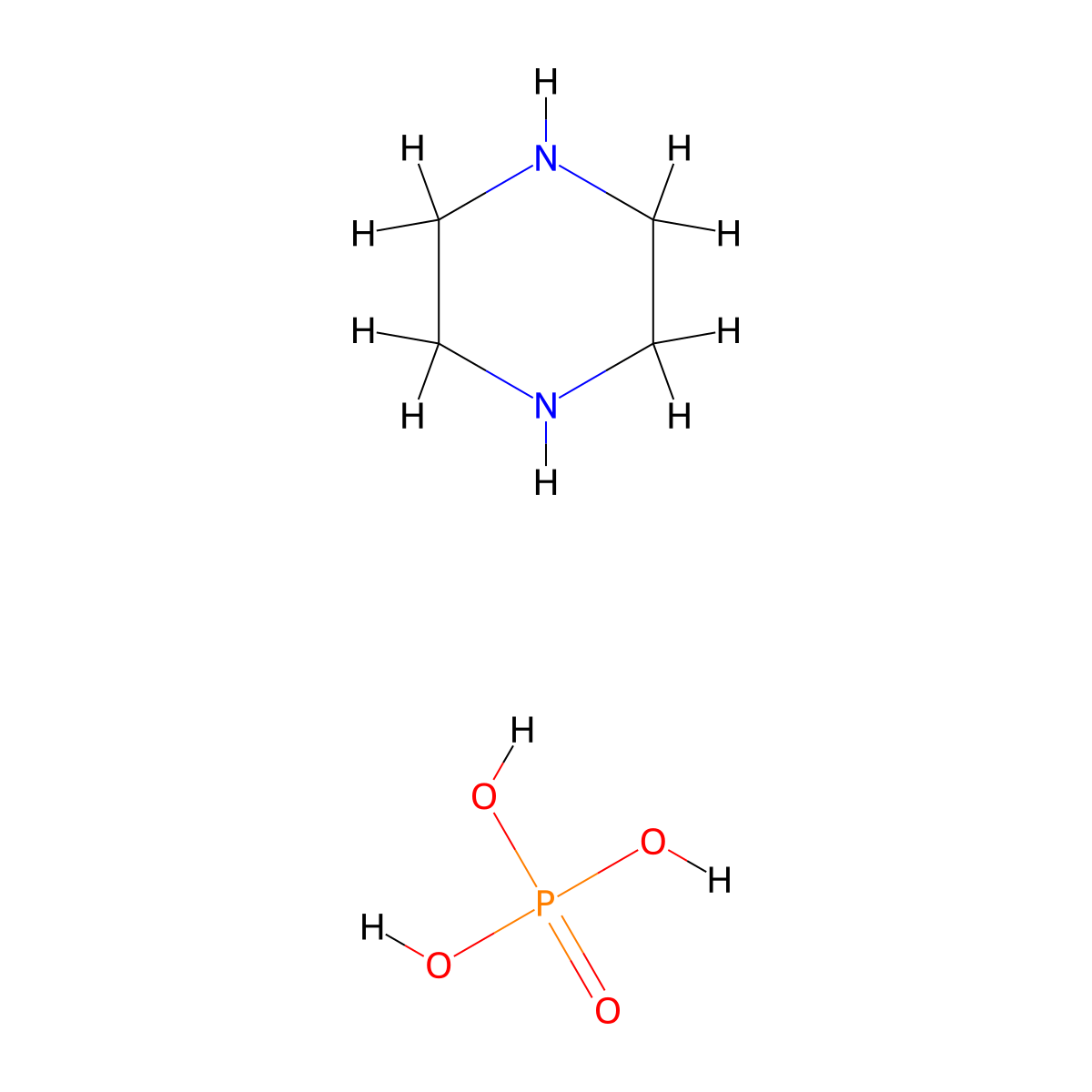 Piperazine, phosphate (1:?) molecular structure, CAS 14538-56-8