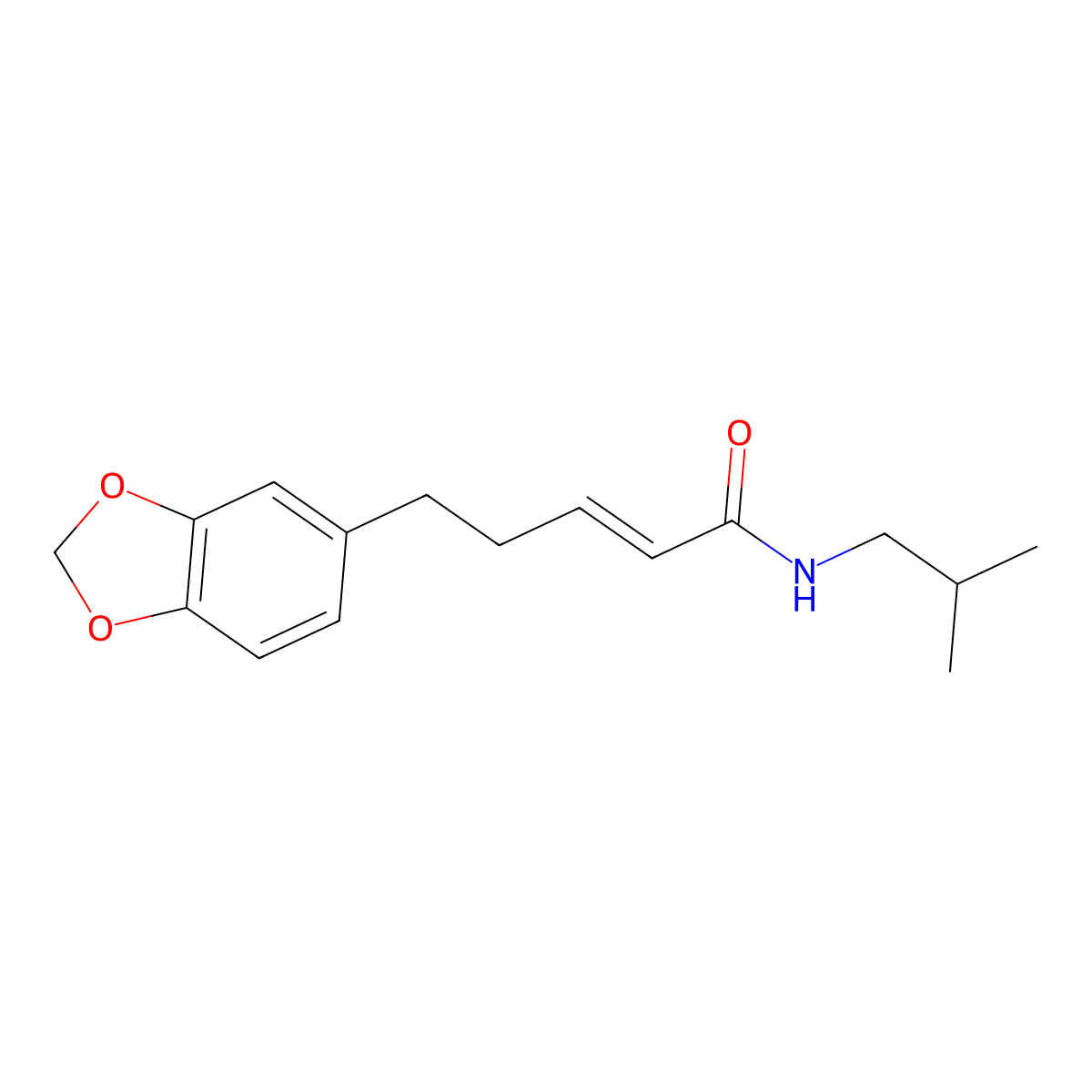 5-(1,3-benzodioxol-5-yl)-N-(2-methylpropyl)pent-2-enamide molecular structure, CAS 145398-89-6
