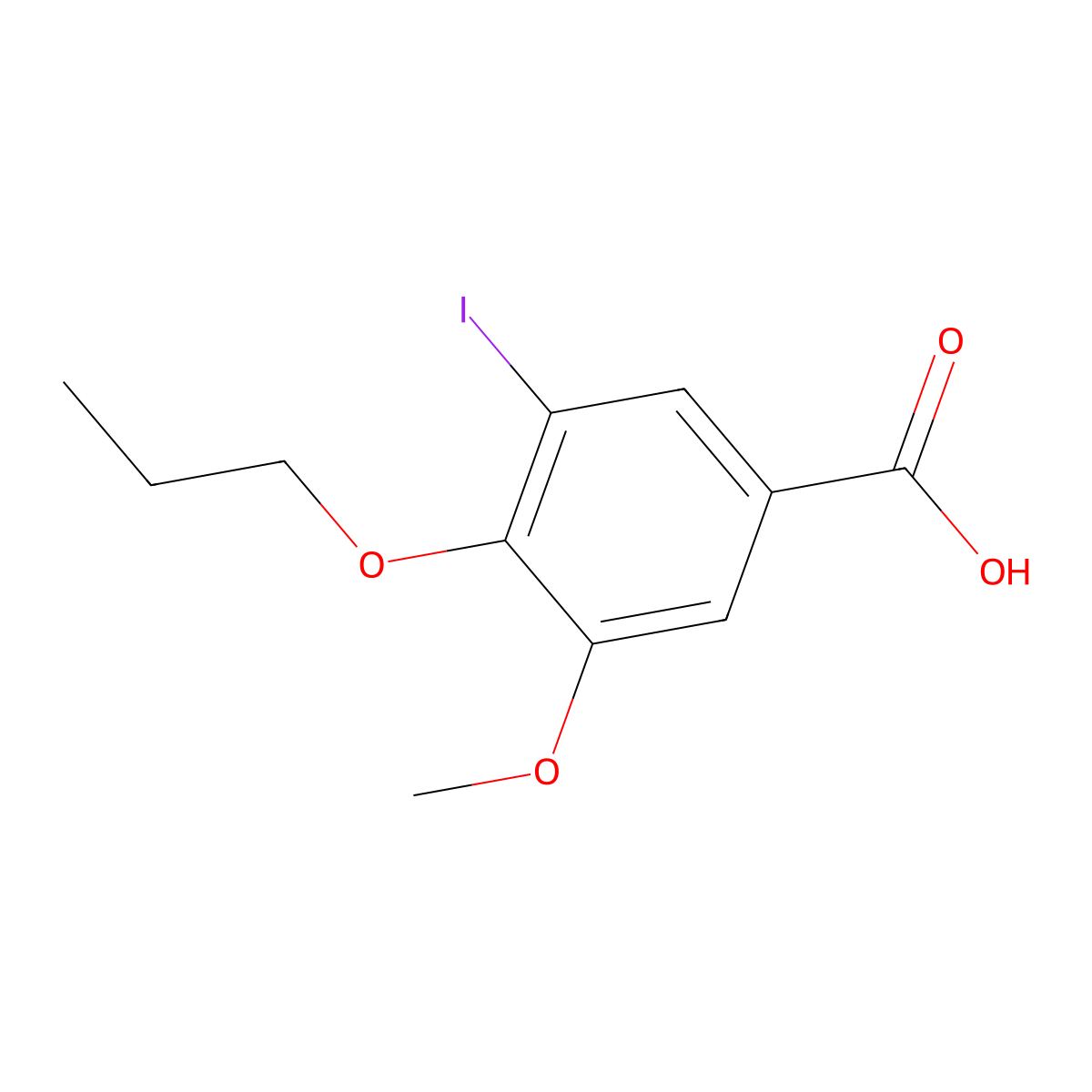 3-Iodo-5-methoxy-4-propoxybenzoic acid molecular structure, CAS 145399-74-2