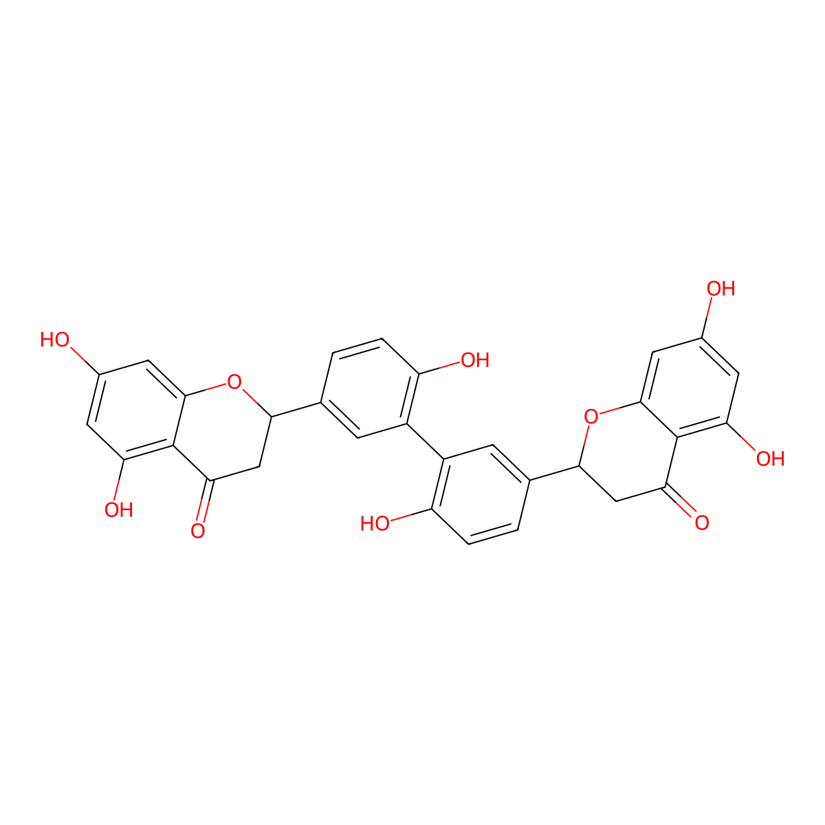 (2R)-2-[3-[5-[(2R)-5,7-dihydroxy-4-oxo-2,3-dihydrochromen-2-yl]-2-hydroxyphenyl]-4-hydroxyphenyl]-5,7-dihydroxy-2,3-dihydrochromen-4-one molecular structure, CAS 145399-99-1