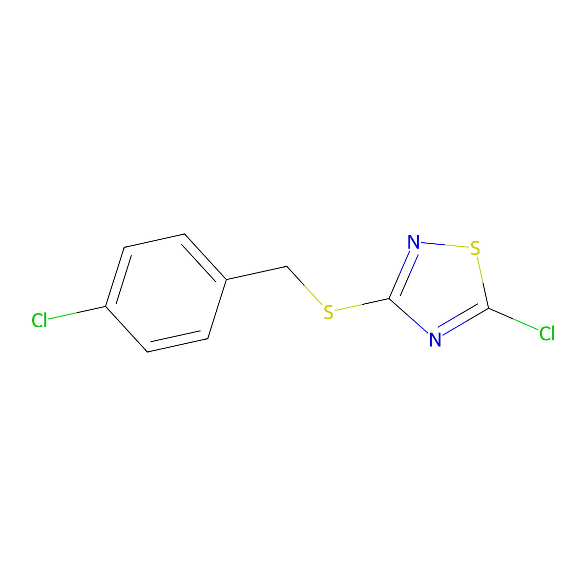 5-Chloro-3-{[(4-chlorophenyl)methyl]sulfanyl}-1,2,4-thiadiazole molecular structure, CAS 1454-42-8