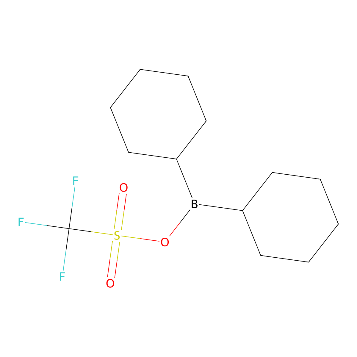Dicyclohexyl(trifluoromethanesulfonyloxy)borane molecular structure, CAS 145412-54-0