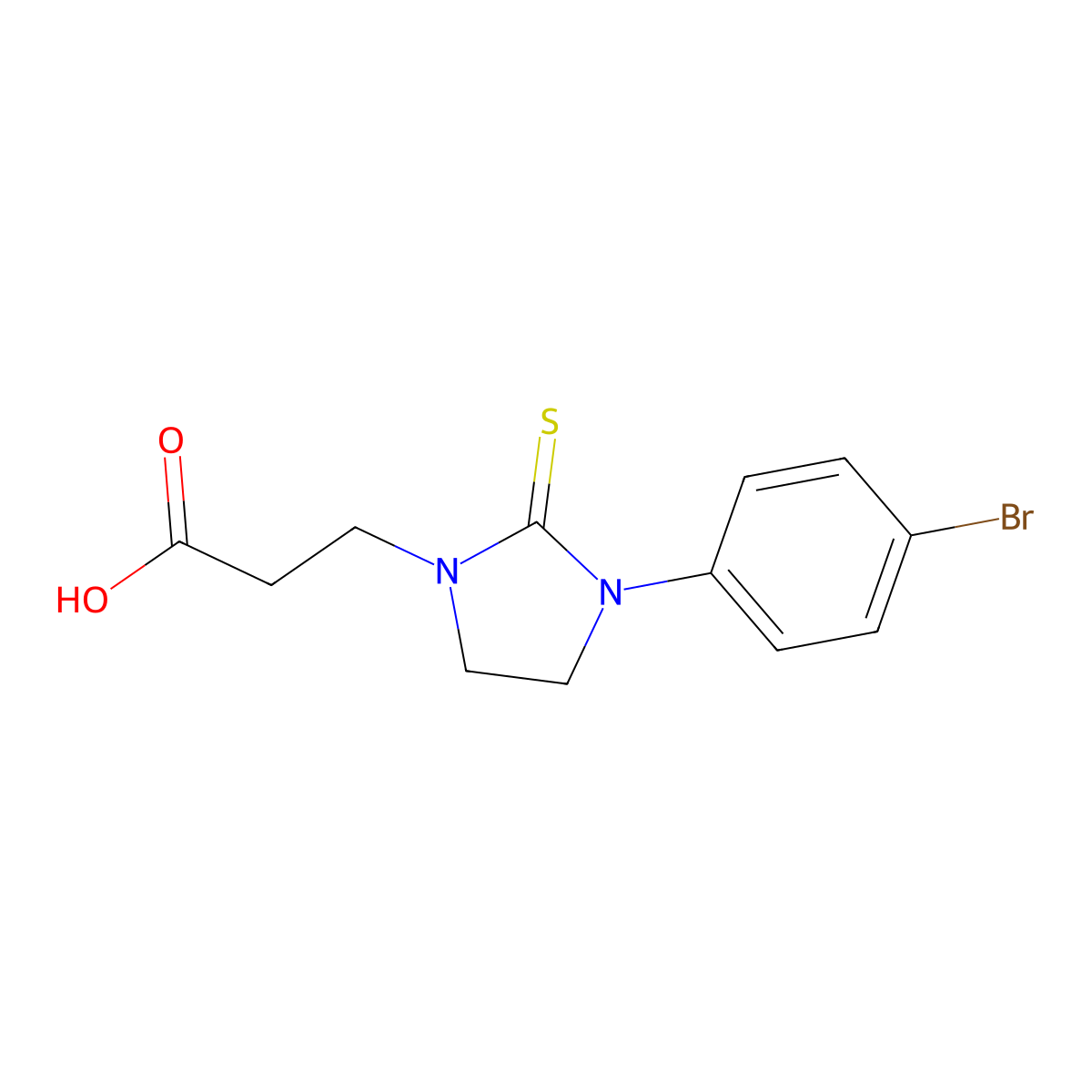 3-[3-(4-Bromophenyl)-2-thioxoimidazolidin-1-yl]propanoic acid molecular structure, CAS 145412-64-2