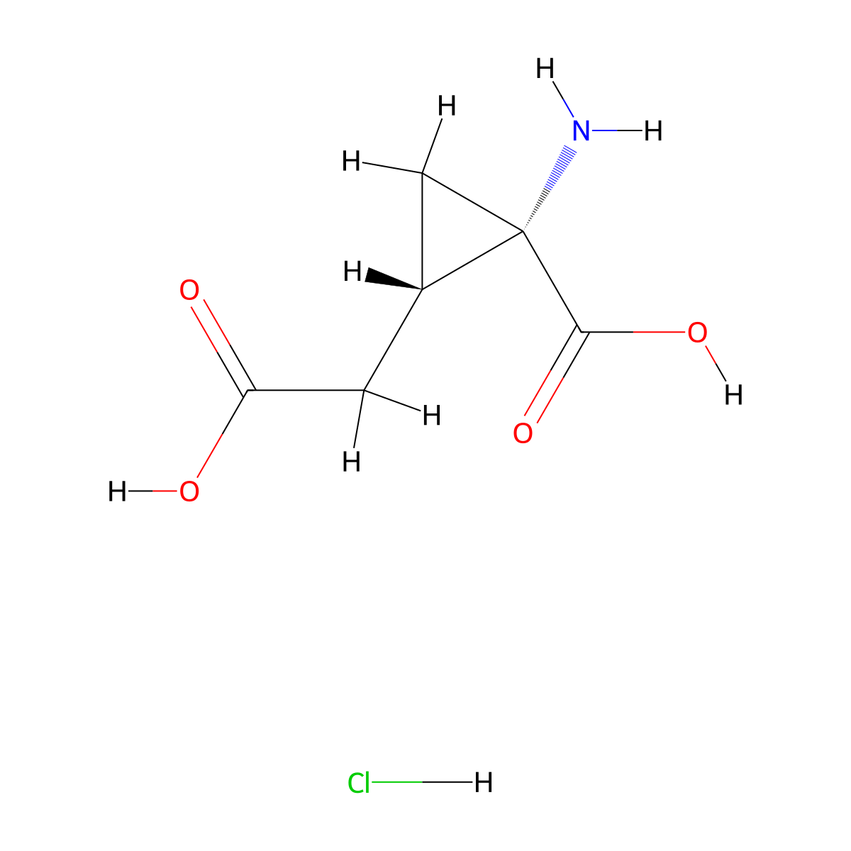 (1S,2S)-1-Amino-2-(carboxymethyl)cyclopropane-1-carboxylic acid hydrochloride molecular structure, CAS 145416-55-3