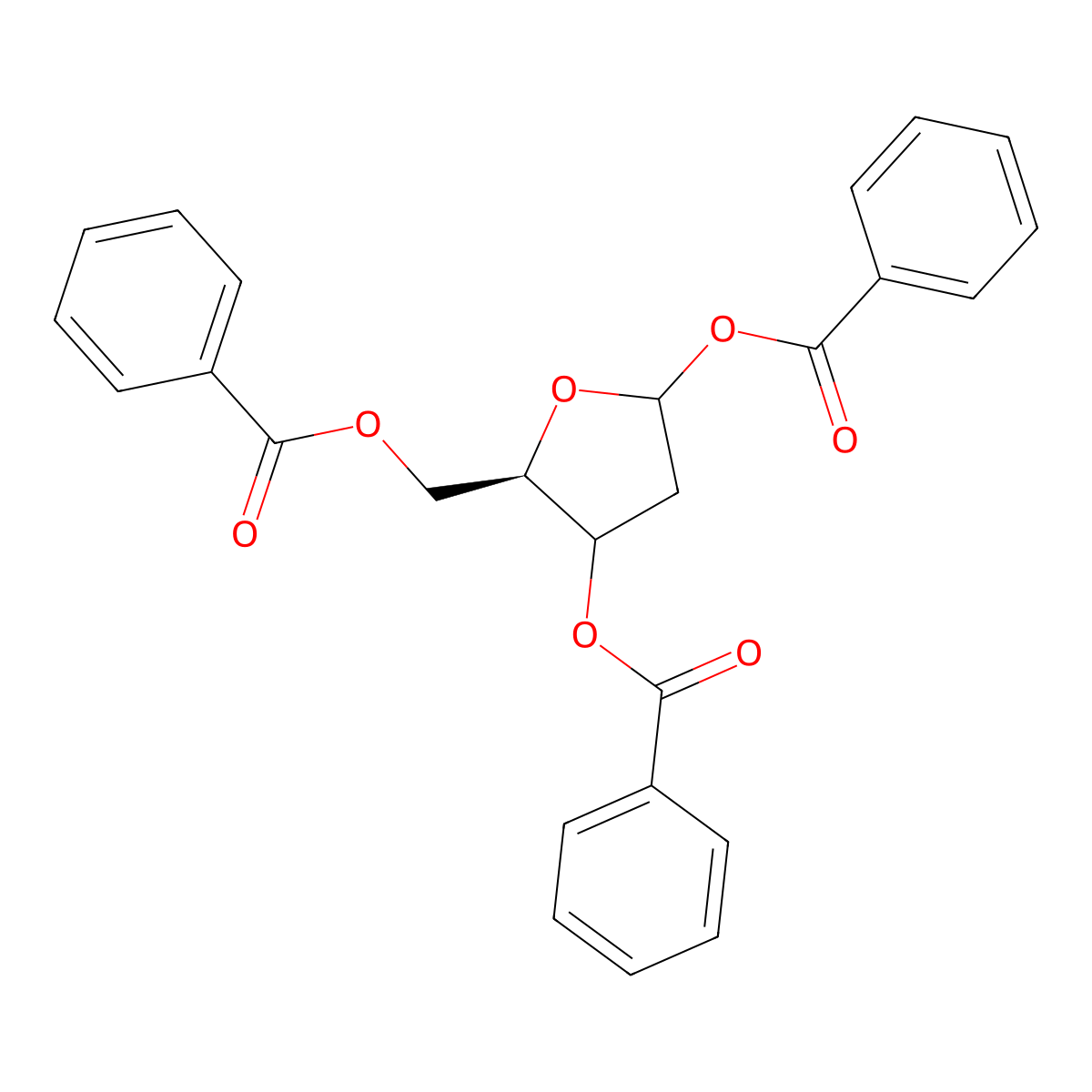 (3xi)-1,3,5-Tri-O-benzoyl-2-deoxy-D-glycero-pentofuranose molecular structure, CAS 145416-96-2