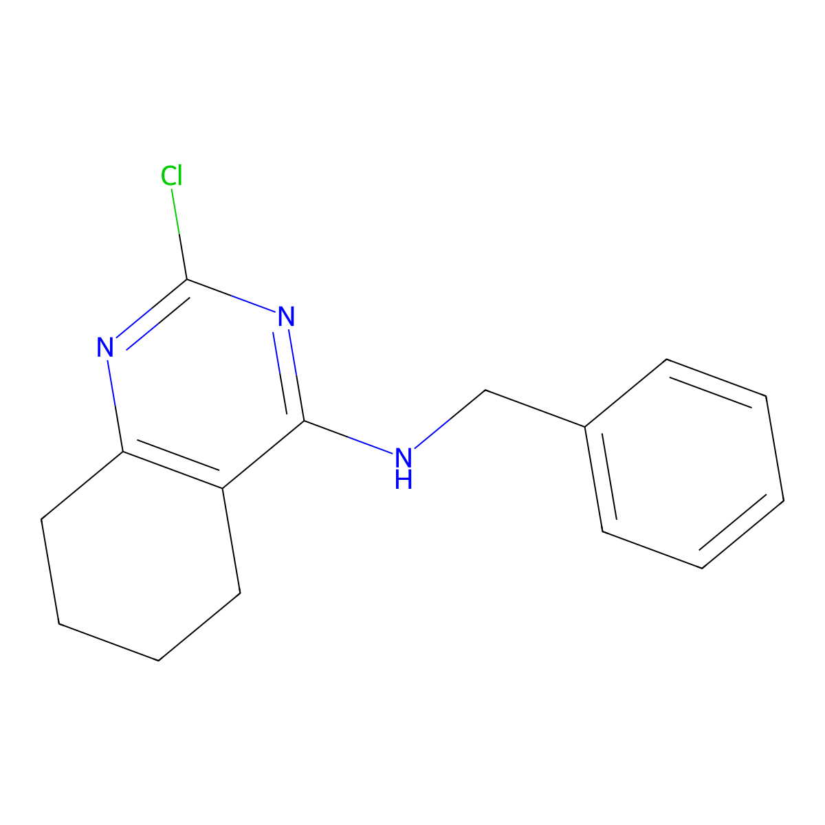 N-benzyl-2-chloro-5,6,7,8-tetrahydroquinazolin-4-amine molecular structure, CAS 1454256-90-6
