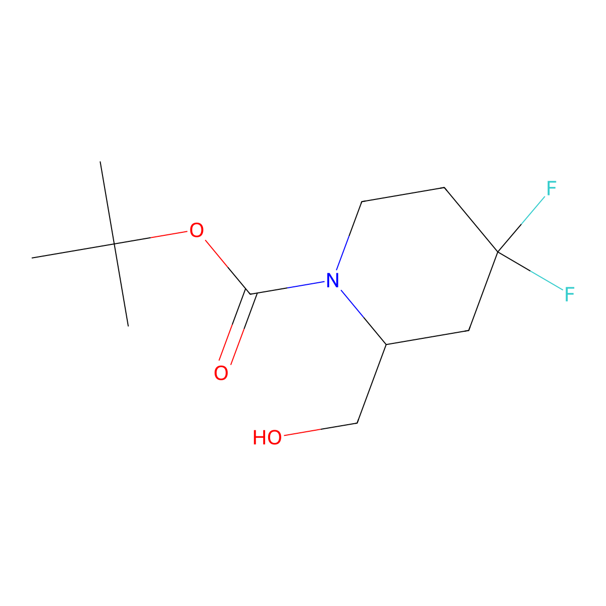 Tert-butyl 4,4-difluoro-2-(hydroxymethyl)piperidine-1-carboxylate molecular structure, CAS 1454291-05-4