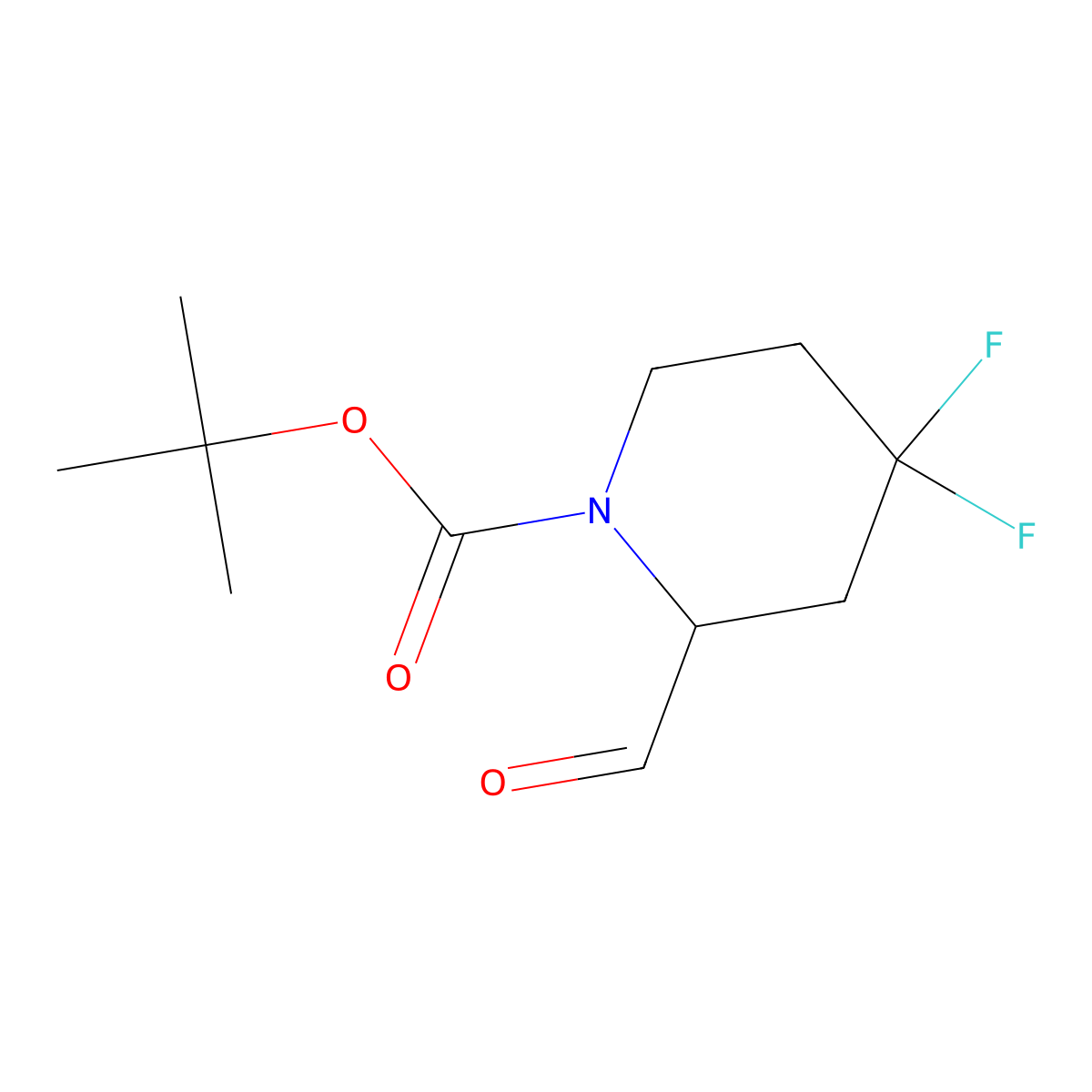 Tert-butyl 4,4-difluoro-2-formylpiperidine-1-carboxylate molecular structure, CAS 1454291-06-5