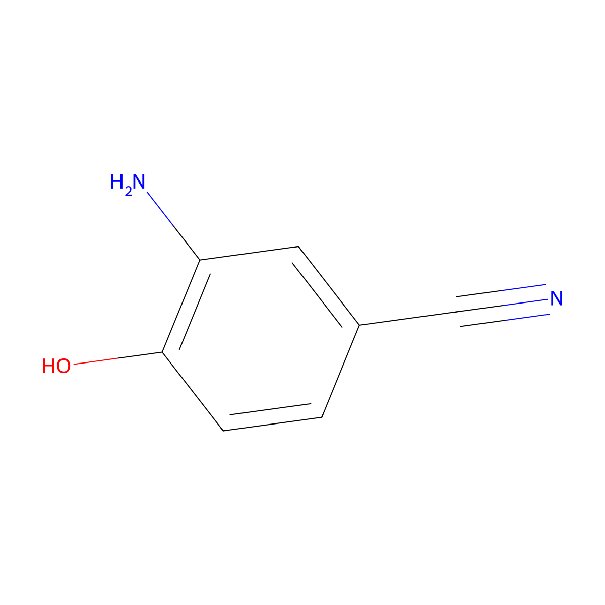 3-Amino-4-hydroxybenzonitrile molecular structure, CAS 14543-43-2