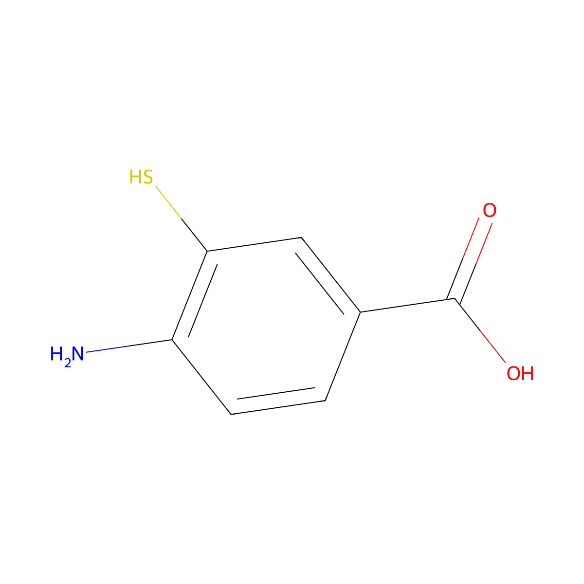 4-Amino-3-mercaptobenzoic acid molecular structure, CAS 14543-45-4
