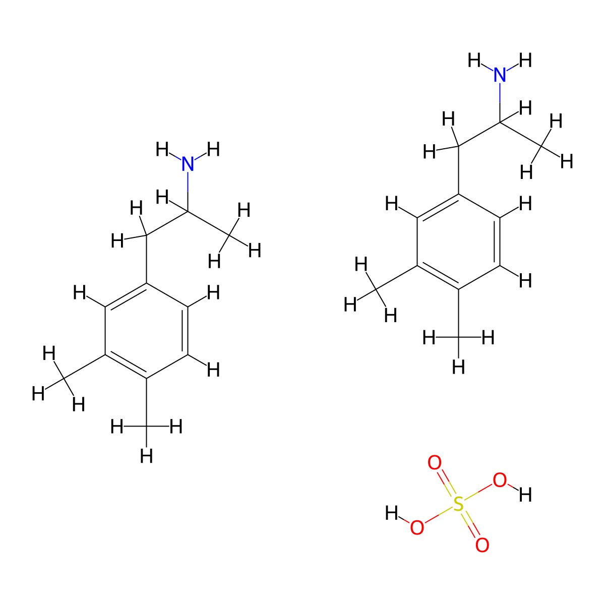 Xylopropamine sulfate molecular structure, CAS 14543-76-1