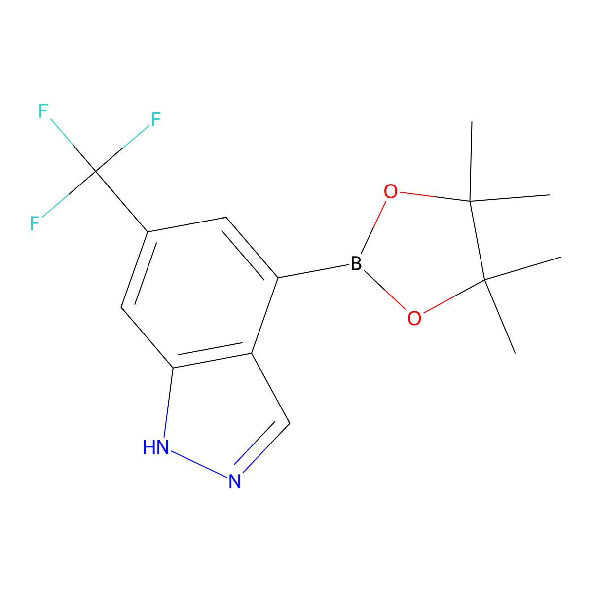4-(Tetramethyl-1,3,2-dioxaborolan-2-yl)-6-(trifluoromethyl)-1H-indazole molecular structure, CAS 1454300-91-4