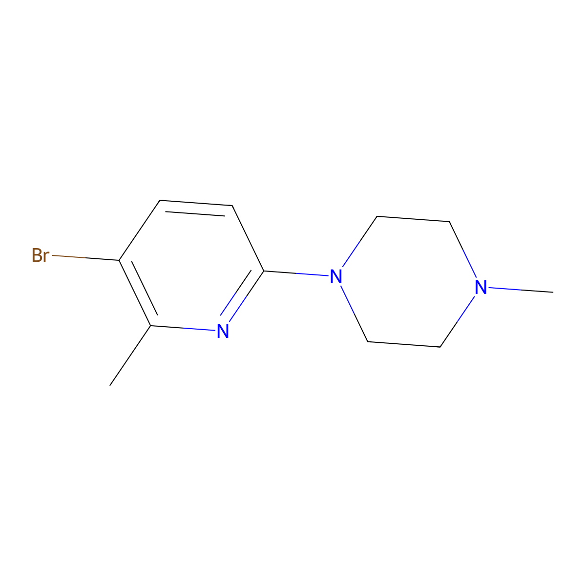 1-(5-Bromo-6-methylpyridin-2-yl)-4-methylpiperazine molecular structure, CAS 1454301-28-0