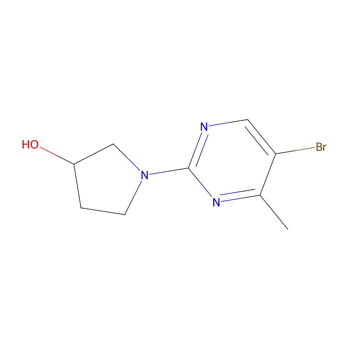 (R)-1-(5-bromo-4-methylpyrimidin-2-yl)pyrrolidin-3-ol molecular structure, CAS 1454301-74-6