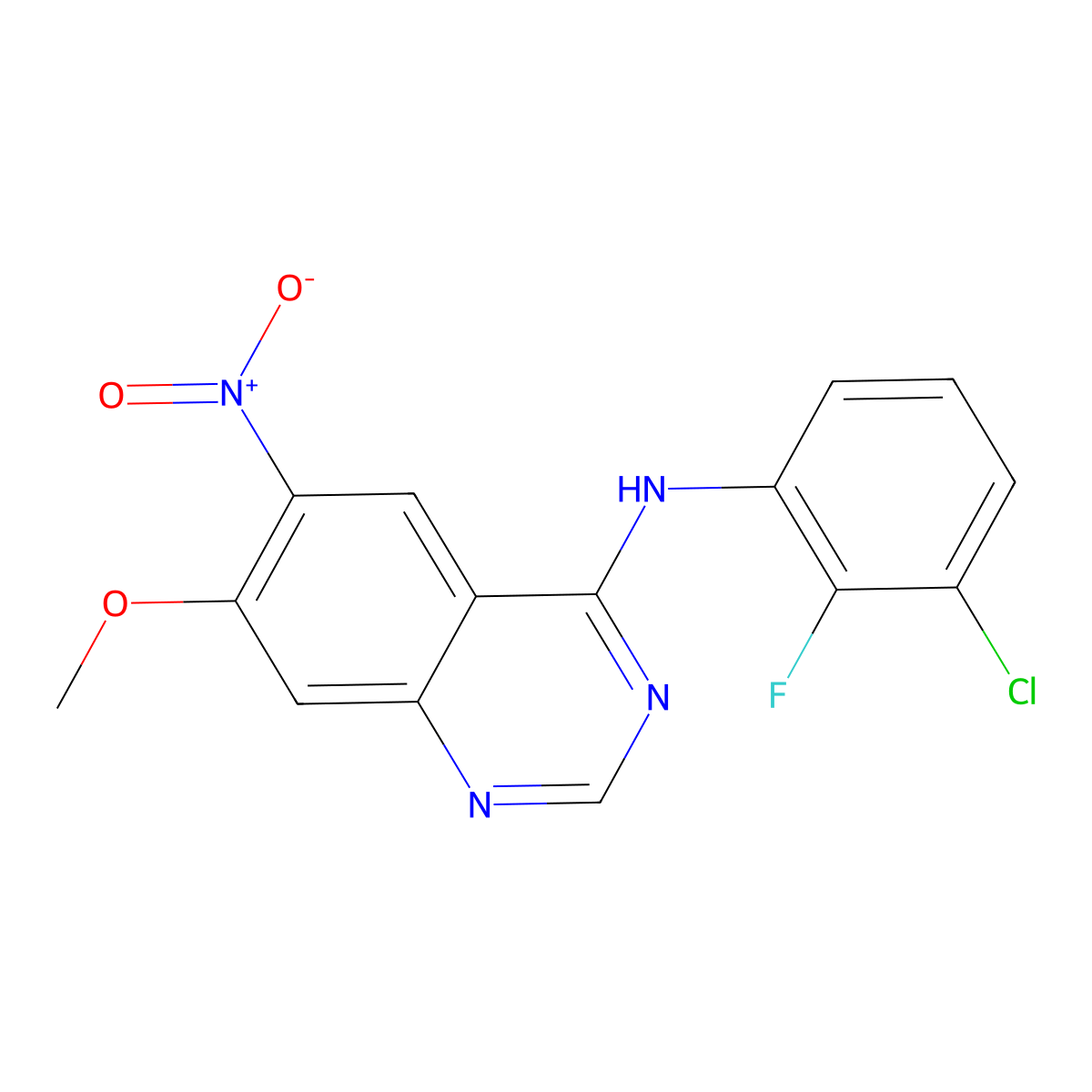 N-(3-Chloro-2-fluorophenyl)-7-methoxy-6-nitroquinazolin-4-amine (Dacomitinib Impurity) molecular structure, CAS 1454307-45-9