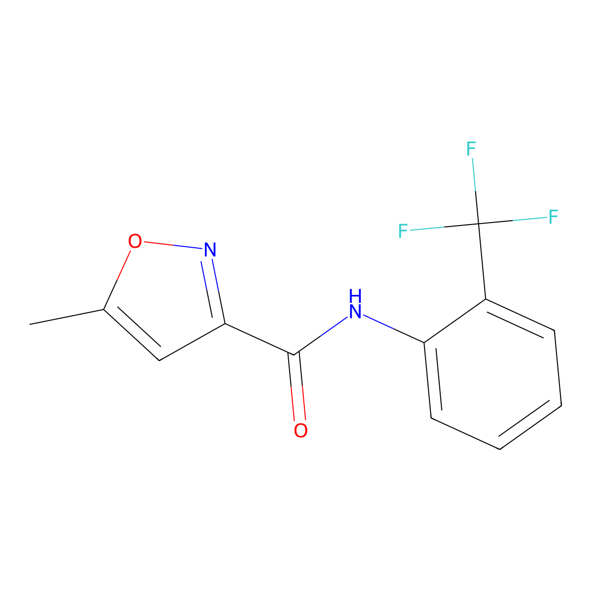 3-Isoxazolecarboxamide, 5-methyl-N-(2-(trifluoromethyl)phenyl)- molecular structure, CAS 145440-85-3