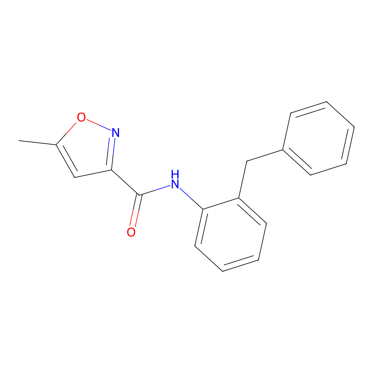 3-Isoxazolecarboxamide, 5-methyl-N-(2-(phenylmethyl)phenyl)- molecular structure, CAS 145440-87-5