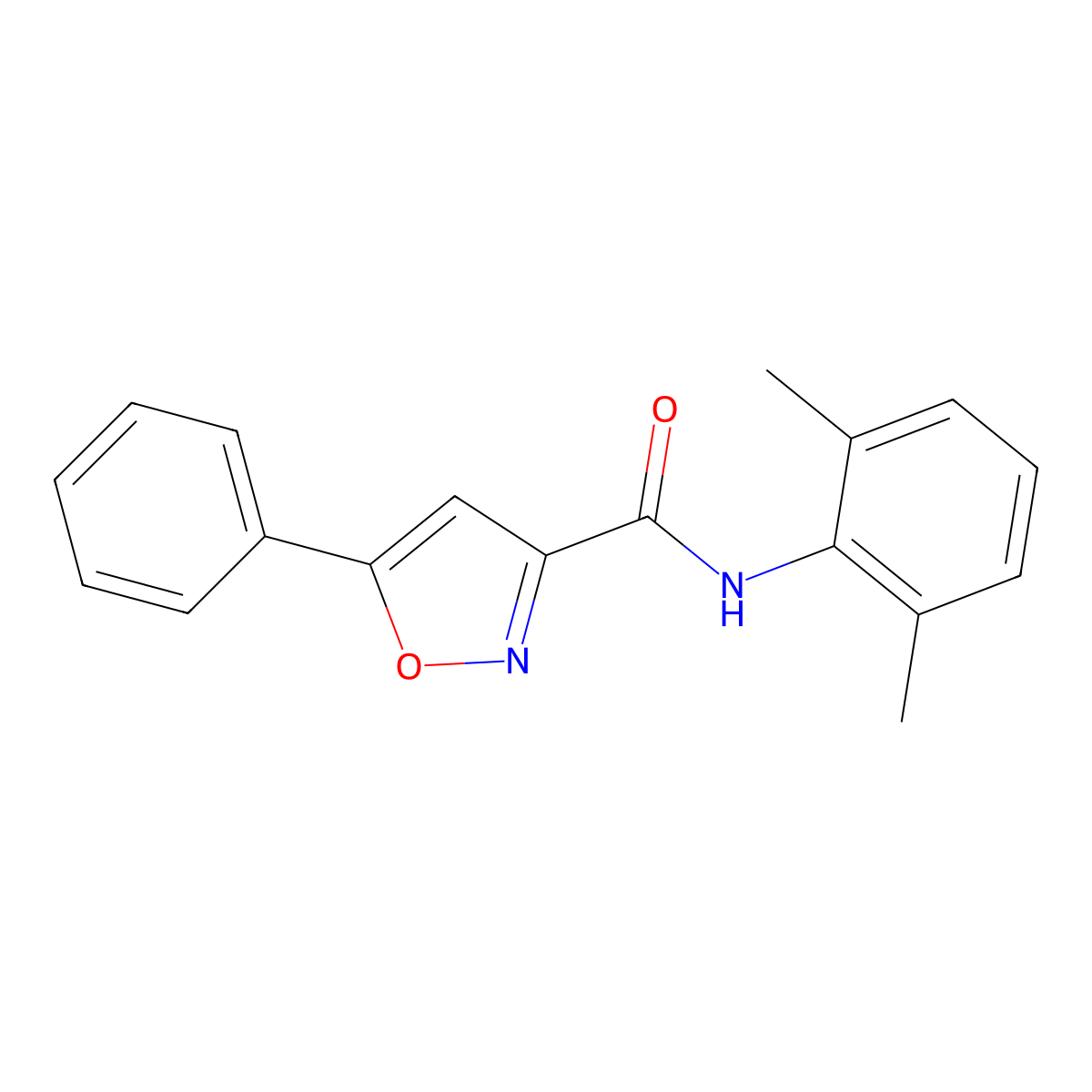 3-Isoxazolecarboxamide, N-(2,6-dimethylphenyl)-5-phenyl- molecular structure, CAS 145440-89-7