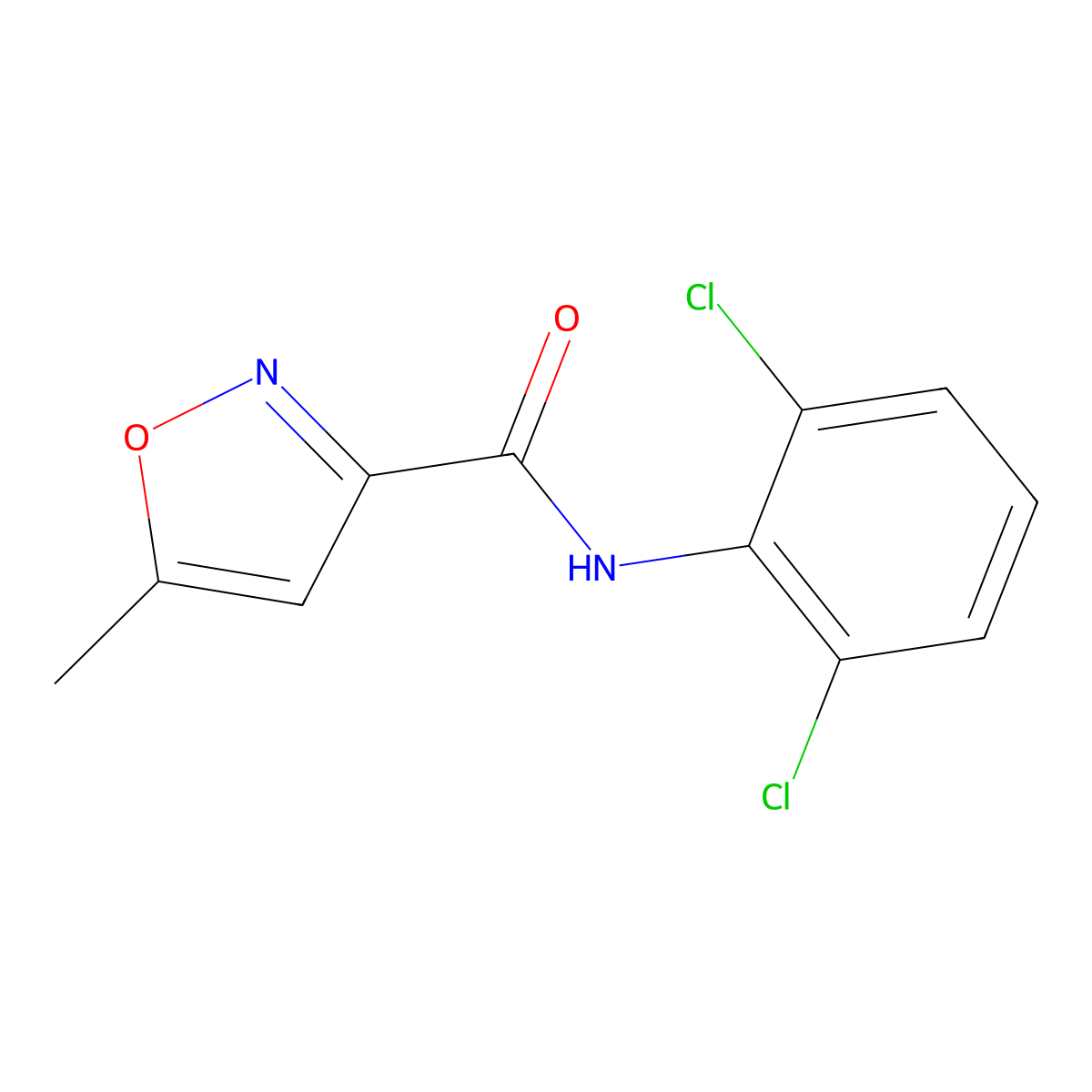 3-Isoxazolecarboxamide, N-(2,6-dichlorophenyl)-5-methyl- molecular structure, CAS 145440-97-7