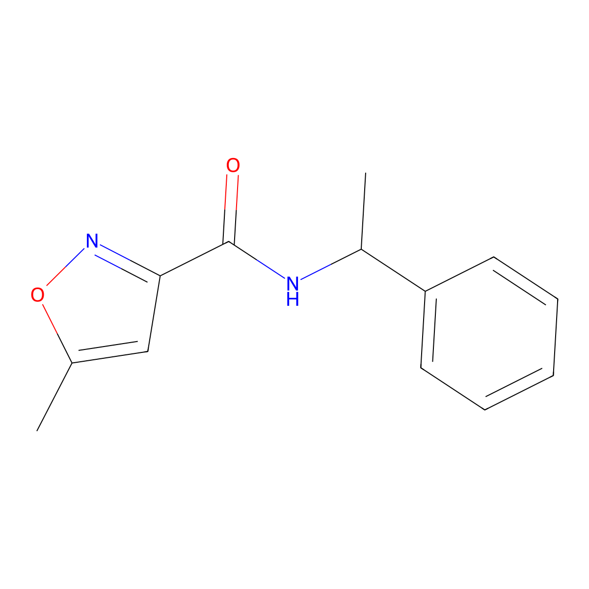 5-Methyl-N-(1-phenylethyl)-1,2-oxazole-3-carboxamide molecular structure, CAS 145441-01-6