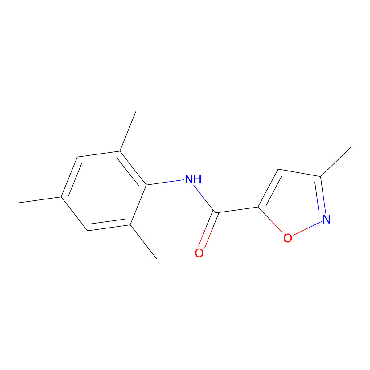 5-Isoxazolecarboxamide, 3-methyl-N-(2,4,6-trimethylphenyl)- molecular structure, CAS 145441-11-8