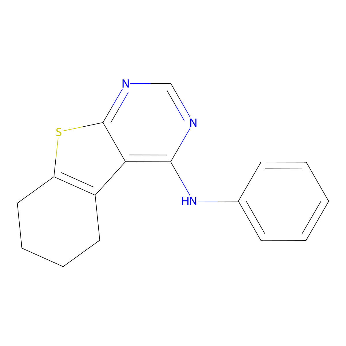 N-phenyl-5,6,7,8-tetrahydro[1]benzothieno[2,3-d]pyrimidin-4-amine molecular structure, CAS 145448-31-3