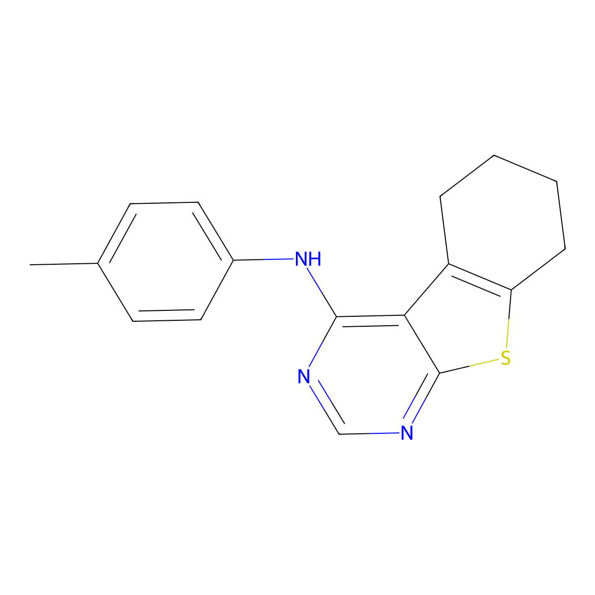 N-(4-methylphenyl)-5,6,7,8-tetrahydro[1]benzothieno[2,3-d]pyrimidin-4-amine molecular structure, CAS 145448-32-4