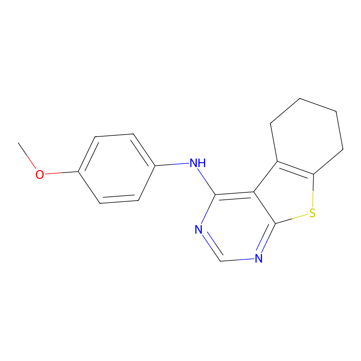 N-(4-methoxyphenyl)-5,6,7,8-tetrahydro[1]benzothieno[2,3-d]pyrimidin-4-amine molecular structure, CAS 145448-33-5