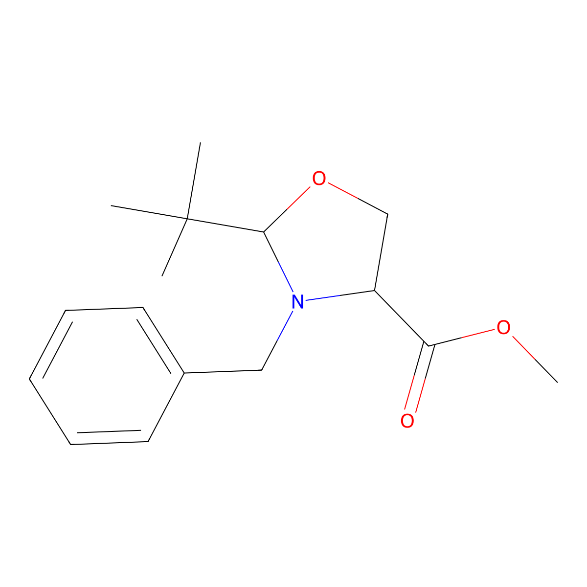 (2R,4S)-N-Benzyl-2-t-butyloxazolidine-4-carboxylic Acid, Methyl Ester molecular structure, CAS 145451-89-4