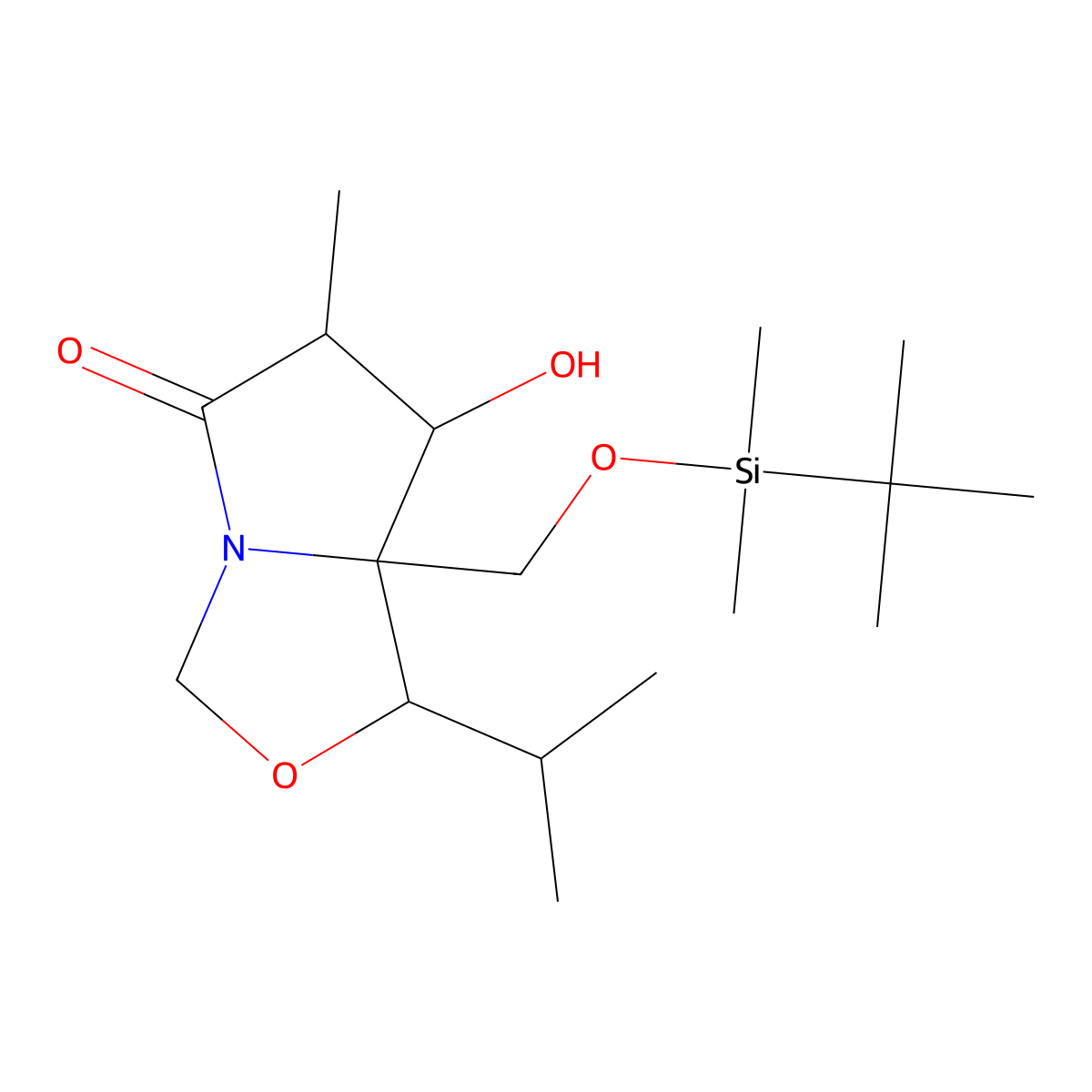 (3R,4S,5S,6S)-1-Aza-5-(t-butyldimethylsilyloxymethyl)-4-hydroxy-6-isopropyl-3-methyl-7-oxabicyclo[3.3.0]-octan-2-one molecular structure, CAS 145451-95-2