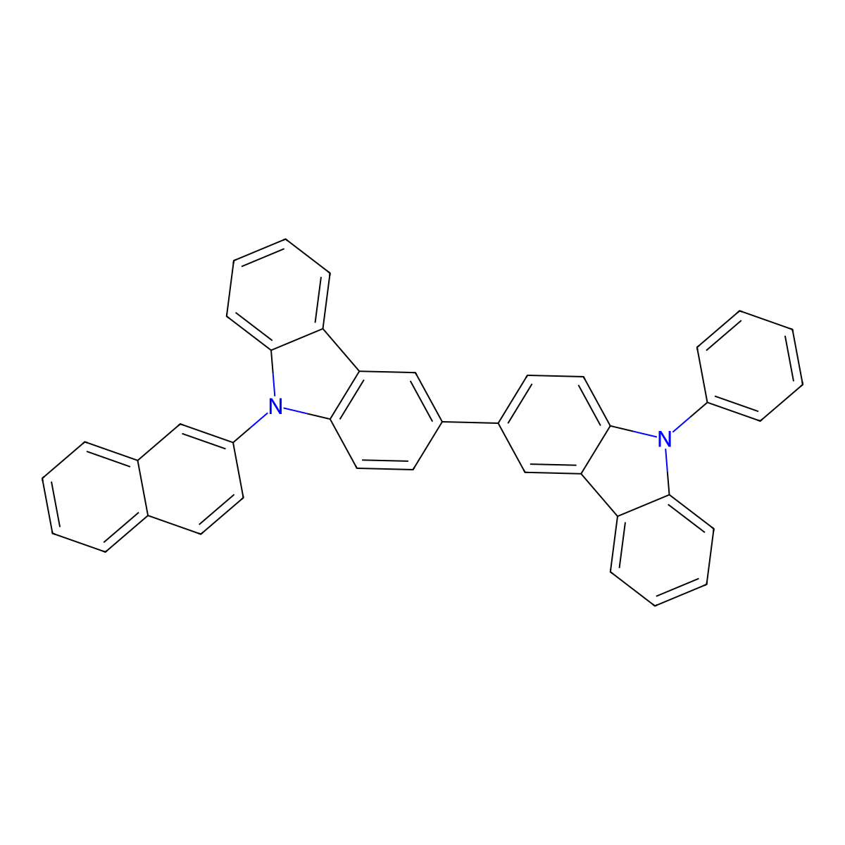 9-(naphthalen-2-yl)-9'-phenyl-9H,9'H-3,3'-bicarbazole molecular structure, CAS 1454567-04-4
