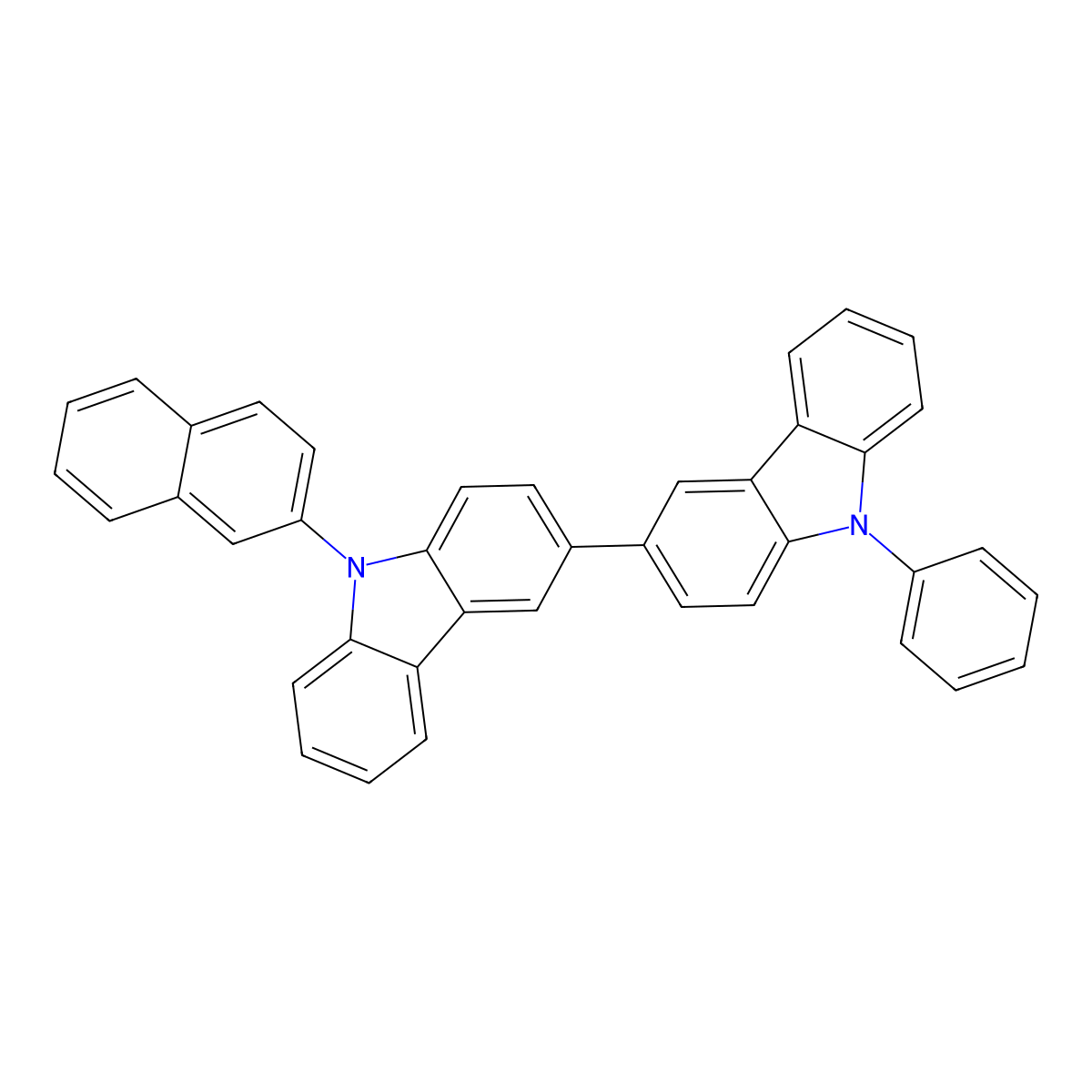 9-(naphthalen-2-yl)-9'-phenyl-9H,9'H-3,3'-bicarbazole molecular structure, CAS 1454567-04-4