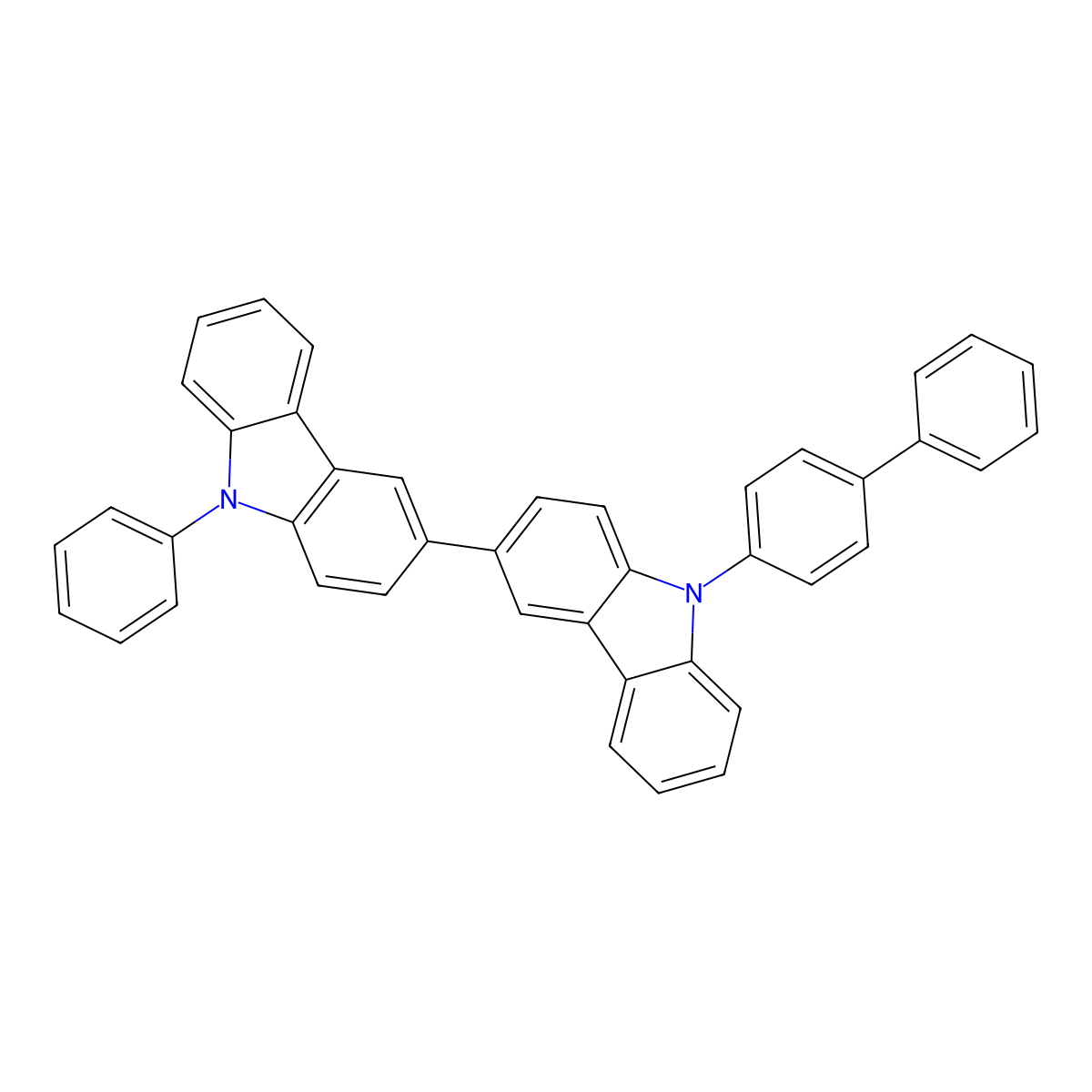 9-([1,1'-Biphenyl]-4-yl)-9'-phenyl-9H,9'H-3,3'-bicarbazole molecular structure, CAS 1454567-05-5