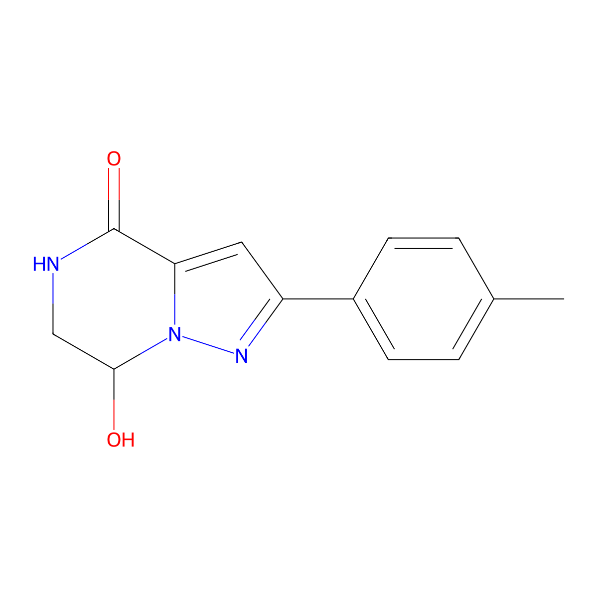 7-hydroxy-2-(4-methylphenyl)-6,7-dihydropyrazolo[1,5-a]pyrazin-4(5H)-one molecular structure, CAS 1454587-77-9