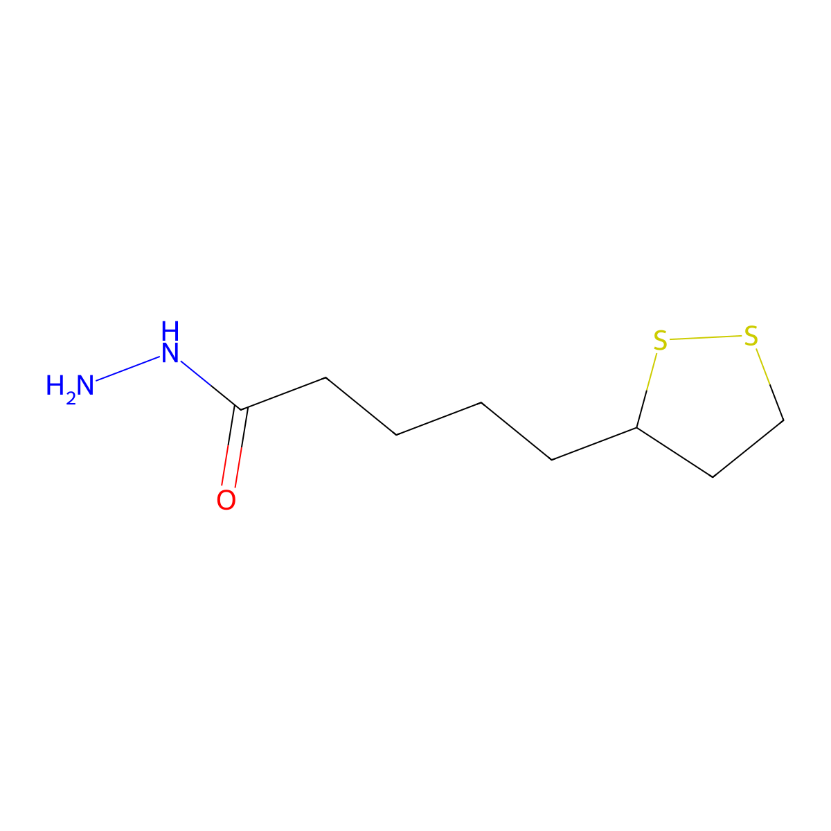 5-(1,2-Dithiolan-3-yl)pentanehydrazide molecular structure, CAS 145459-24-1