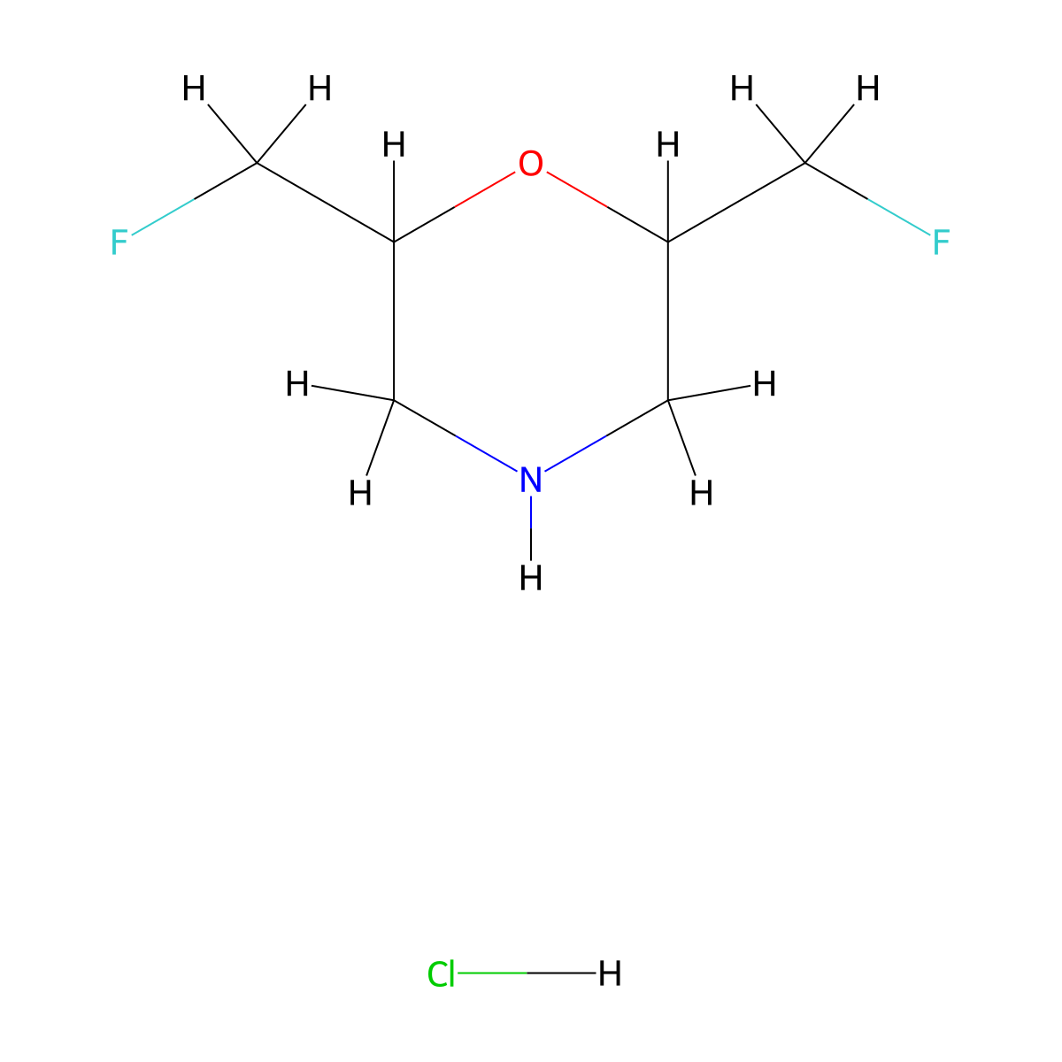 2,6-Bis(fluoromethyl)morpholine hydrochloride molecular structure, CAS 1454650-20-4