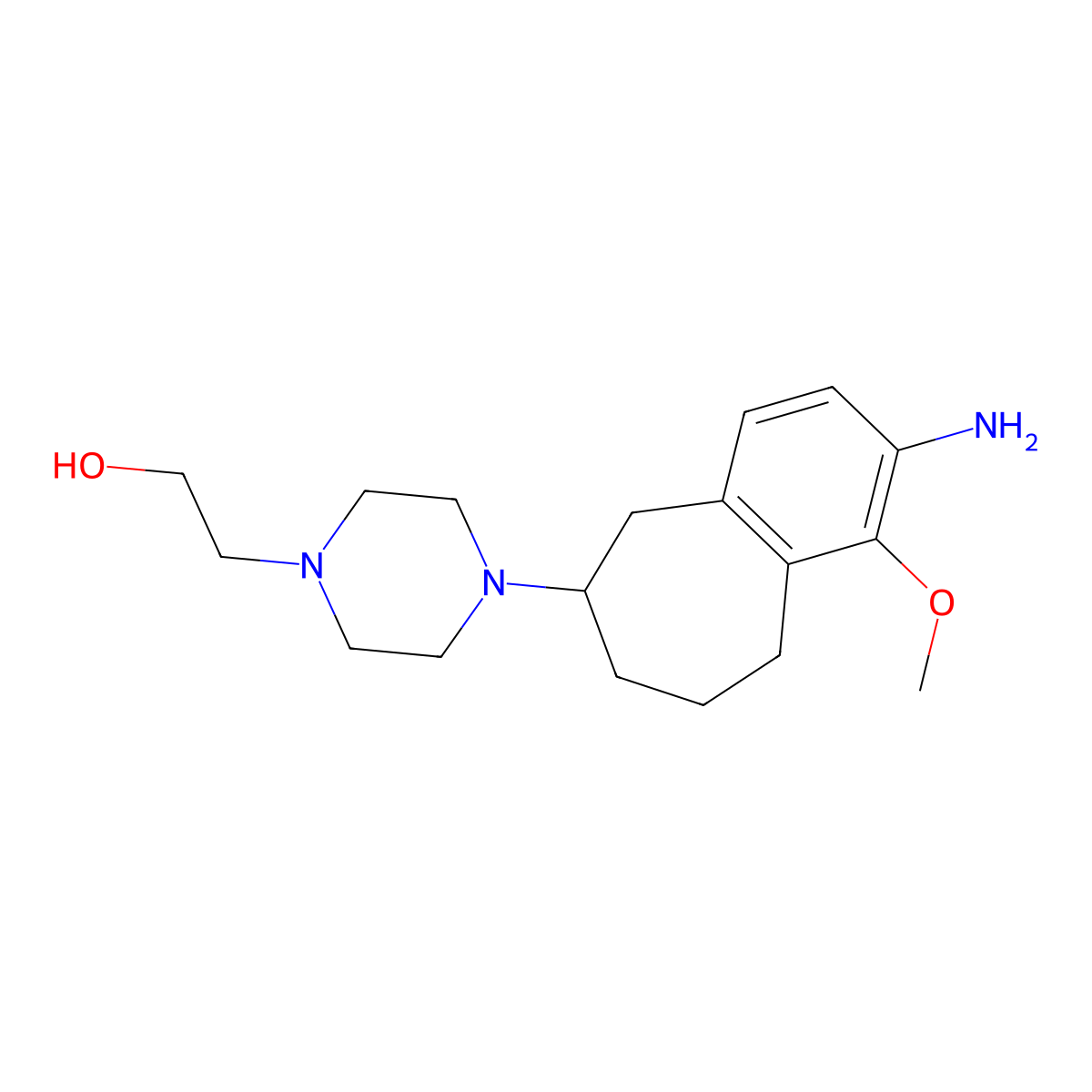 2-(4-(2-amino-1-methoxy-6,7,8,9-tetrahydro-5H-benzo[7]annulen-6-yl)piperazin-1-yl)ethanol molecular structure, CAS 1454651-62-7