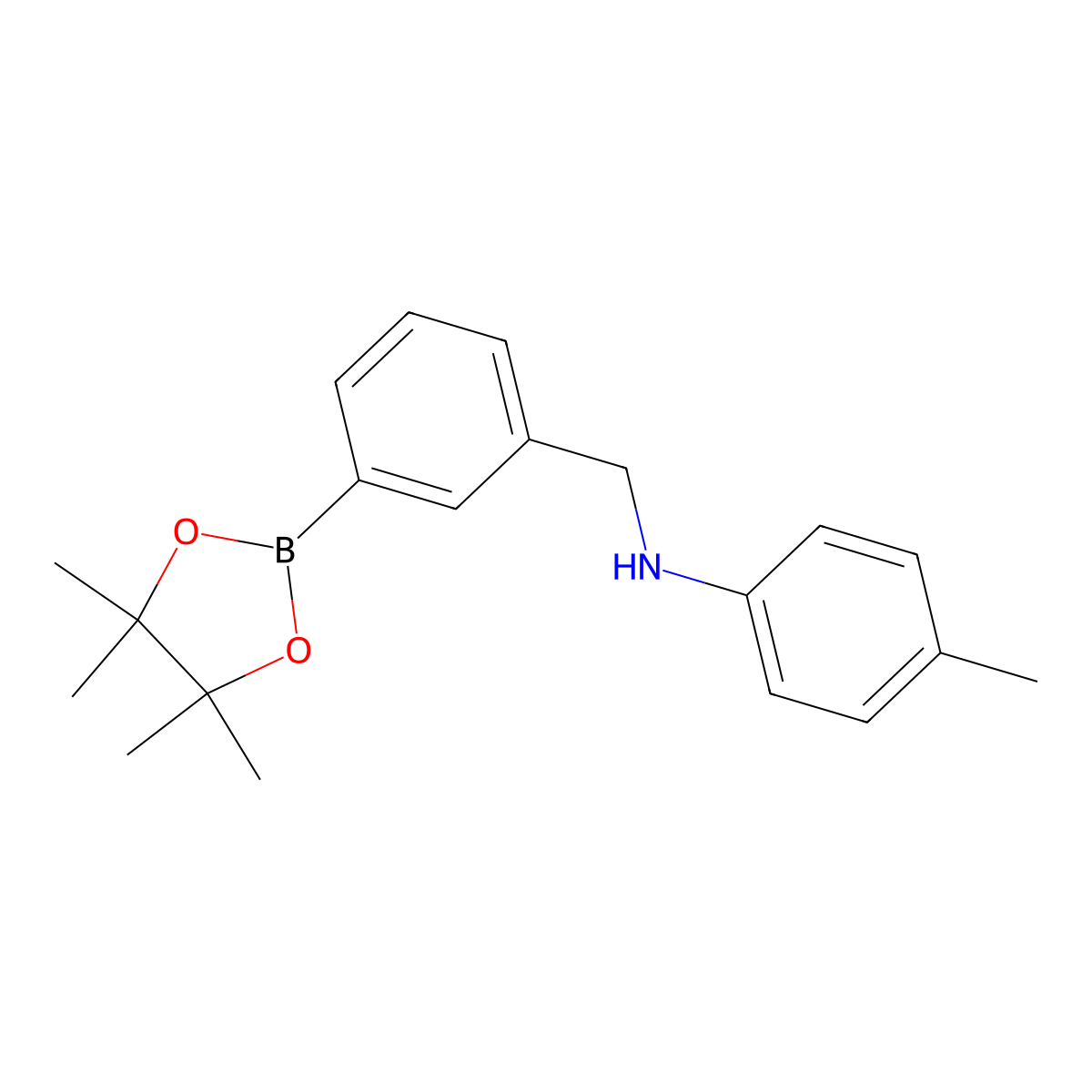 4-Methyl-N-(3-(4,4,5,5-tetramethyl-1,3,2-dioxaborolan-2-yl)benzyl)aniline molecular structure, CAS 1454653-68-9