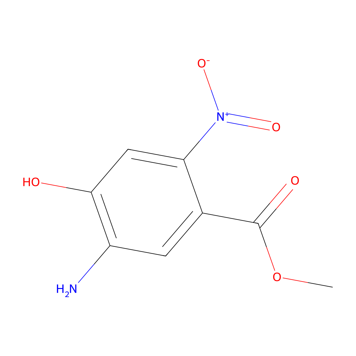 Methyl 5-amino-4-hydroxy-2-nitrobenzoate molecular structure, CAS 1454655-89-0