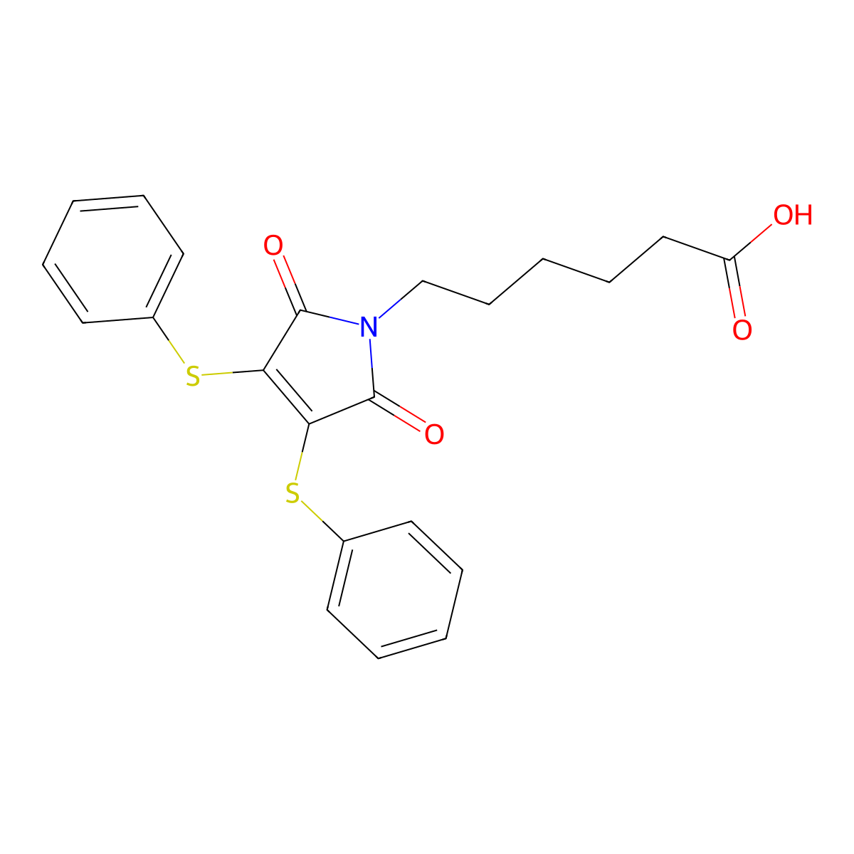 6-[2,5-dioxo-3,4-bis(phenylsulfanyl)-2,5-dihydro-1H-pyrrol-1-yl]hexanoic acid molecular structure, CAS 1454662-39-5
