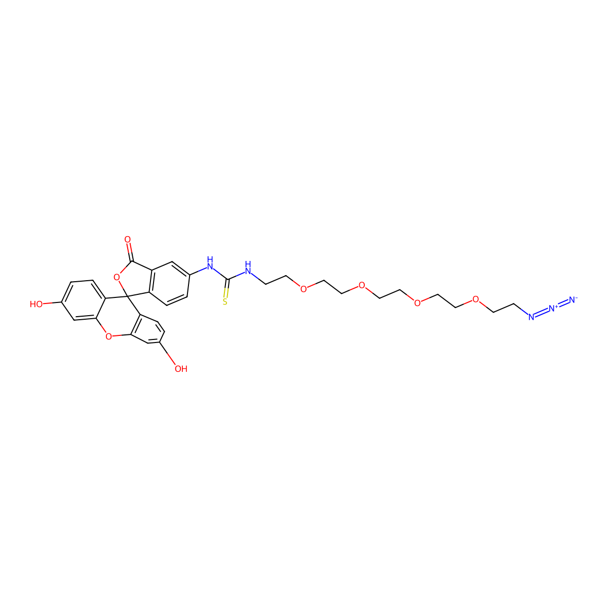 Fluorescein-PEG4-azide molecular structure, CAS 1454662-54-4