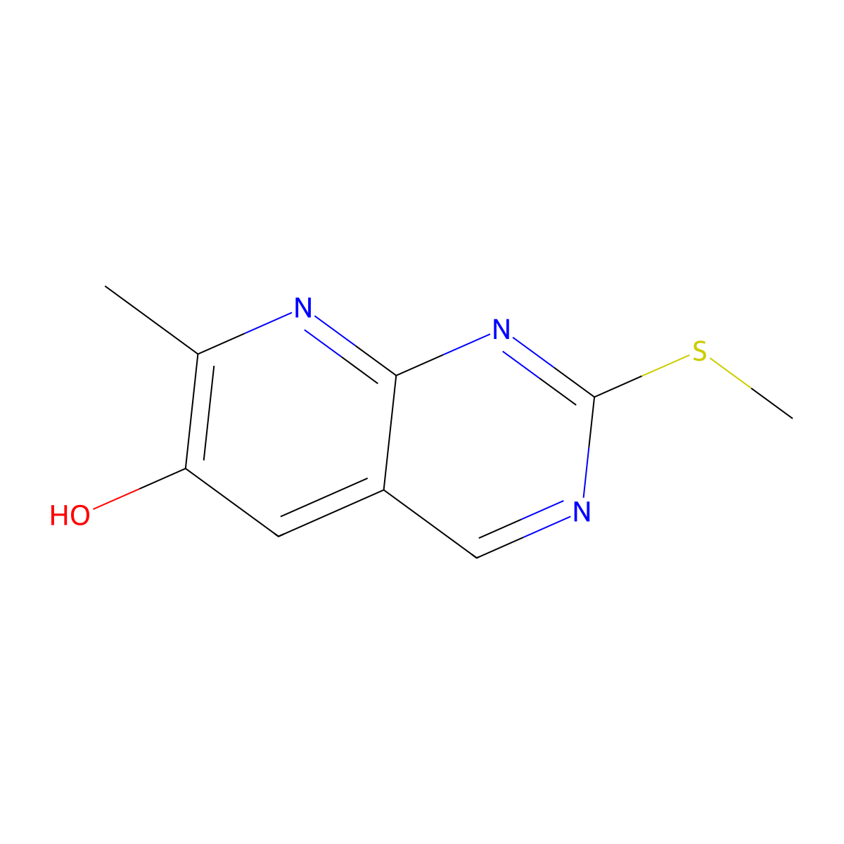 7-Methyl-2-(methylthio)pyrido[2,3-d]pyrimidin-6-ol molecular structure, CAS 1454682-75-7