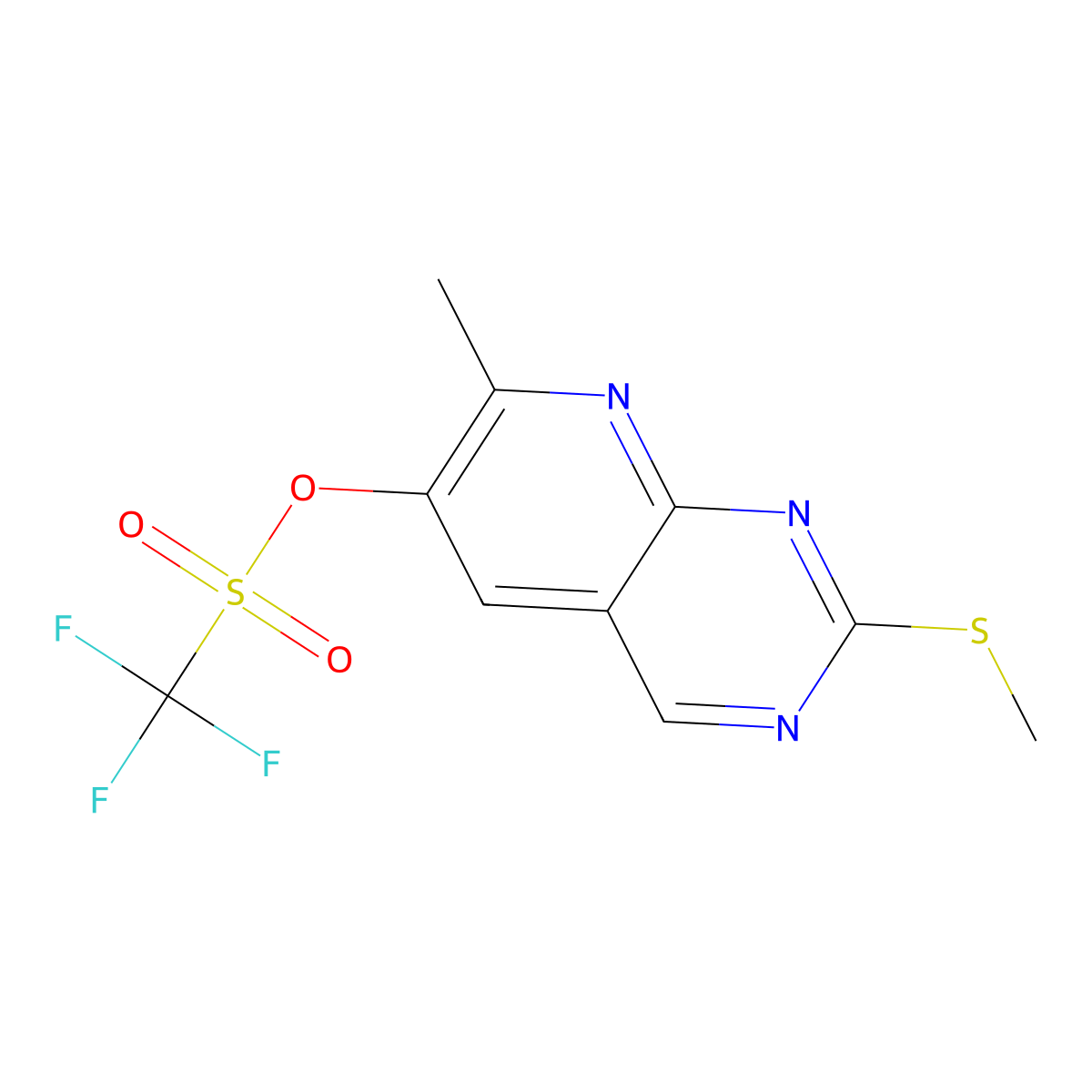 7-Methyl-2-(methylthio)pyrido[2,3-d]pyrimidin-6-yl trifluoromethanesulfonate molecular structure, CAS 1454682-76-8