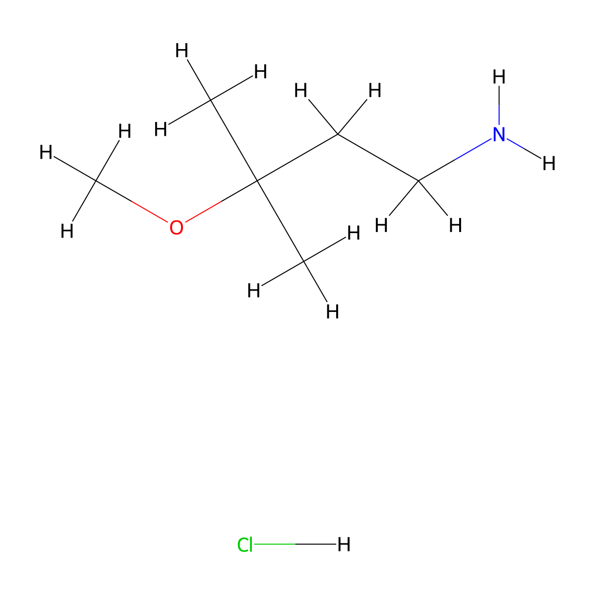 3-Methoxy-3-methylbutan-1-amine hydrochloride molecular structure, CAS 1454690-49-3