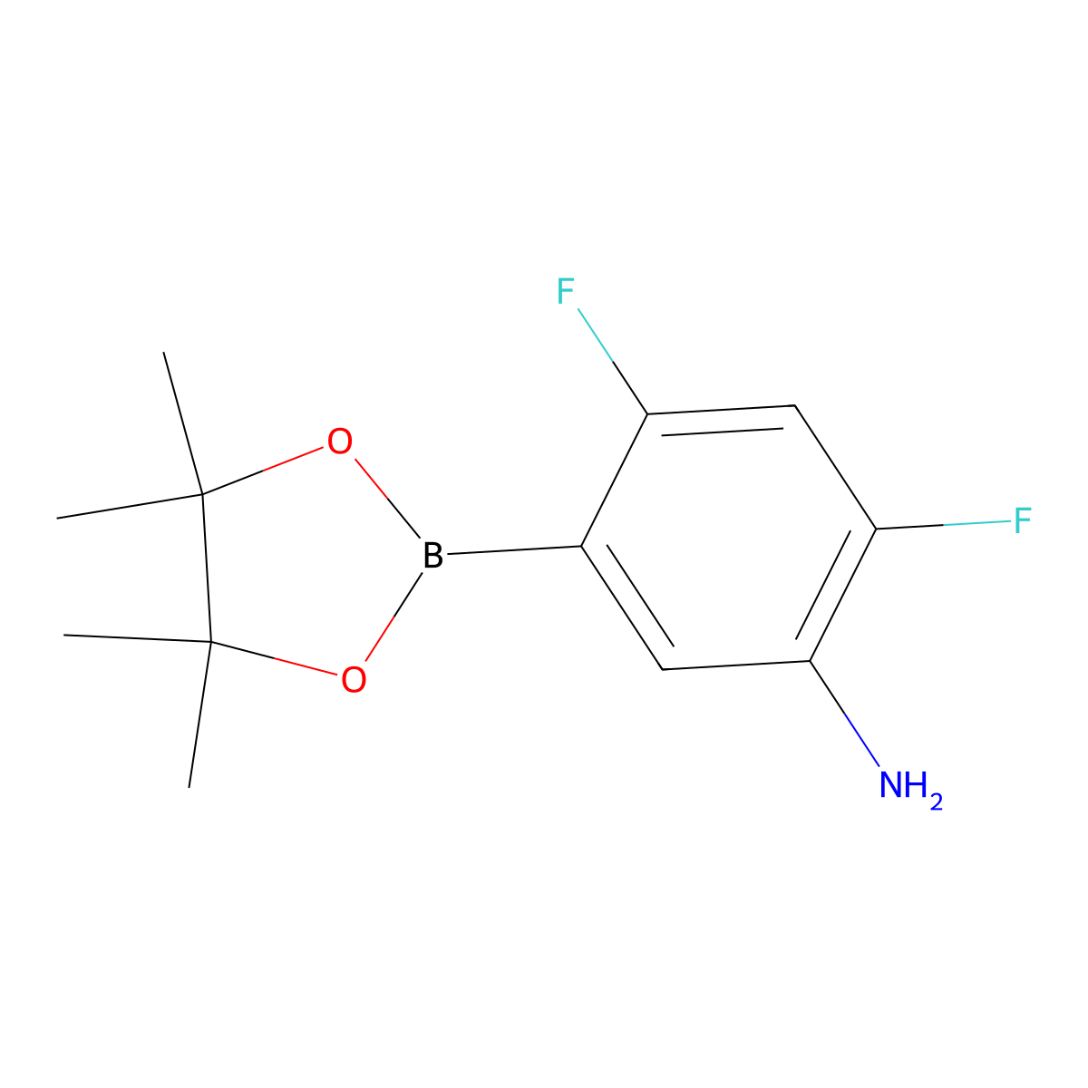 2,4-Difluoro-5-(4,4,5,5-tetramethyl-1,3,2-dioxaborolan-2-YL)aniline molecular structure, CAS 1454690-50-6