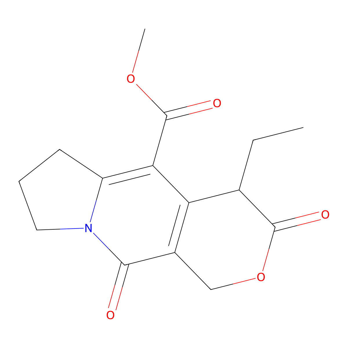 Methyl 4-ethyl-3,4,6,7,8,10-hexahydro-3,10-dioxo-1H-pyrano[3,4-F]indolizine-5-carboxylate molecular structure, CAS 145474-08-4
