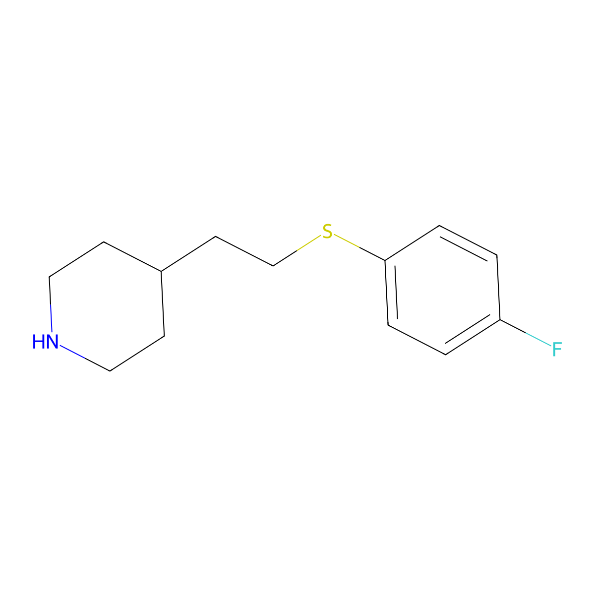 4-{2-[(4-Fluorophenyl)sulfanyl]ethyl}piperidine molecular structure, CAS 1454763-55-3